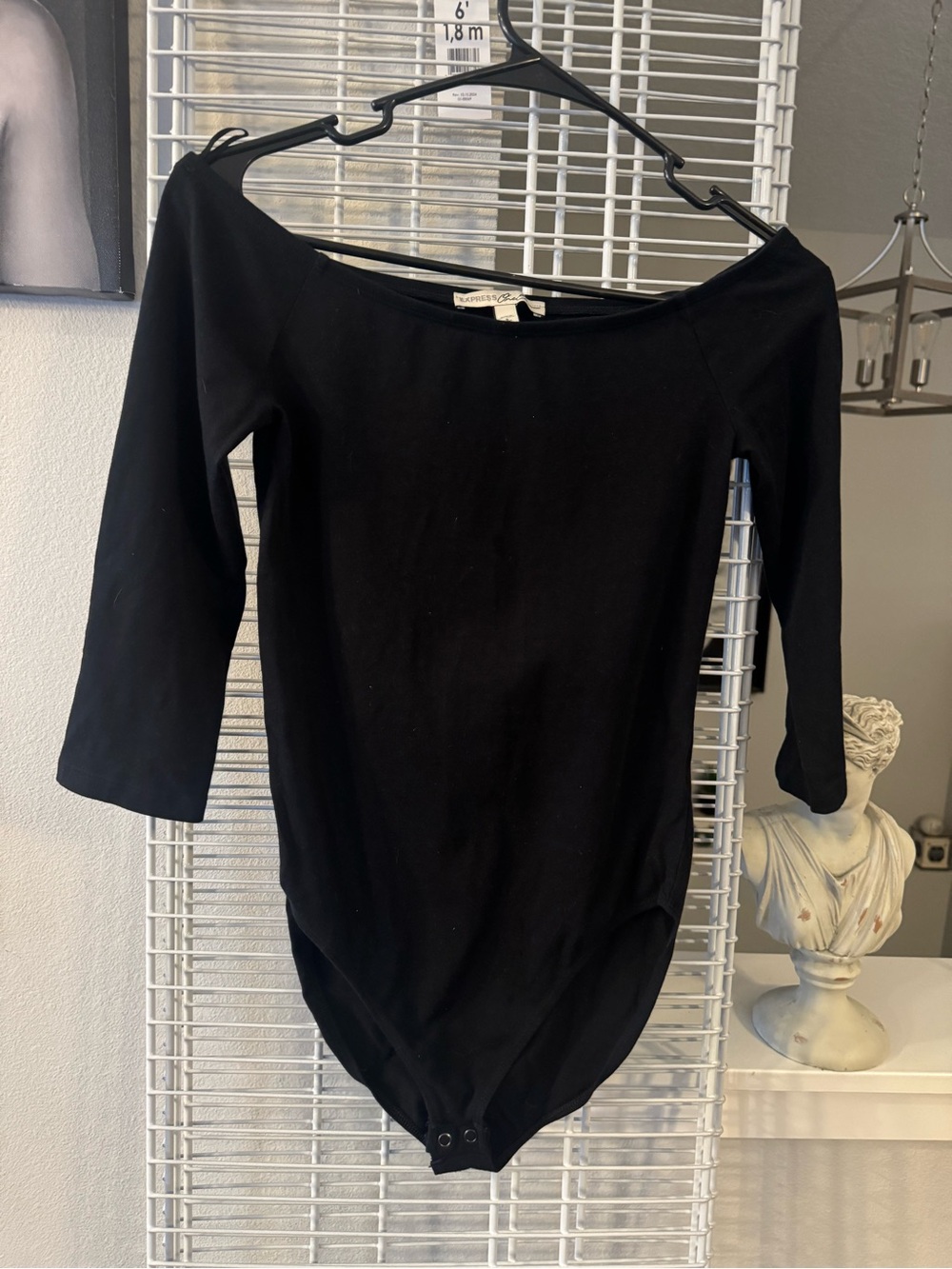 Express Black Off-Shoulder Long Sleeve Bodysuit
